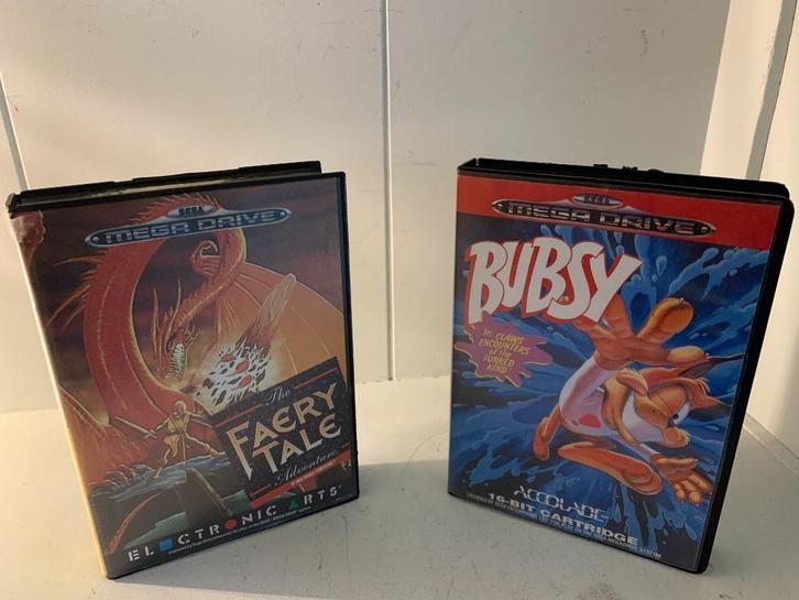 Sega - Megadrive spellen  'Faery Tale & Bubsy' - Incl dozen, Spelcomputers en Games, Games | Sega, Zo goed als nieuw, Mega Drive