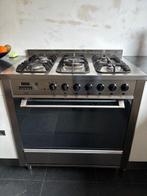 5 pits RVS gasfornuis 90cm, Witgoed en Apparatuur, Fornuizen, Ophalen, Gebruikt, 60 cm of meer, Gas