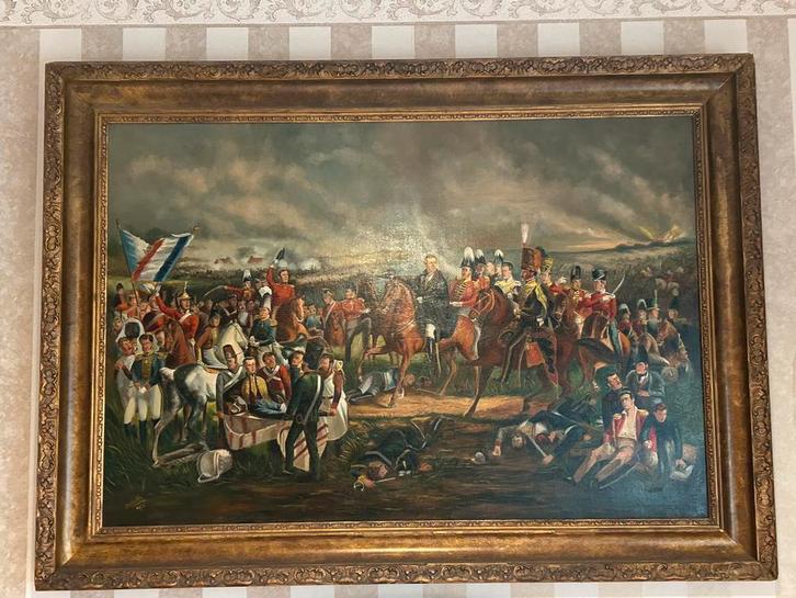 Schilderij De Slag bij Waterloo (schilder J v.d. Valk 1931), Antiek en Kunst, Kunst | Schilderijen | Klassiek, Ophalen
