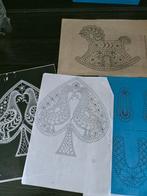 3 kantklos patronen, schoentje, hobbelpaard, duiven, Hobby en Vrije tijd, Ophalen of Verzenden, Zo goed als nieuw