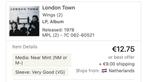 Wings - London Town LP - 1978, Ophalen of Verzenden, 1960 tot 1980, Zo goed als nieuw, 12 inch
