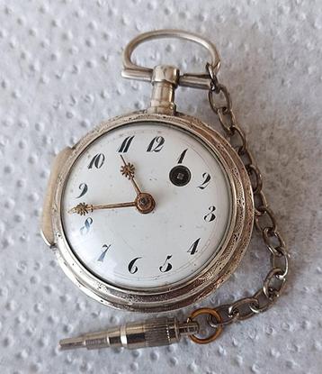 Zilveren Franse snek/spillengang horloge beschikbaar voor biedingen