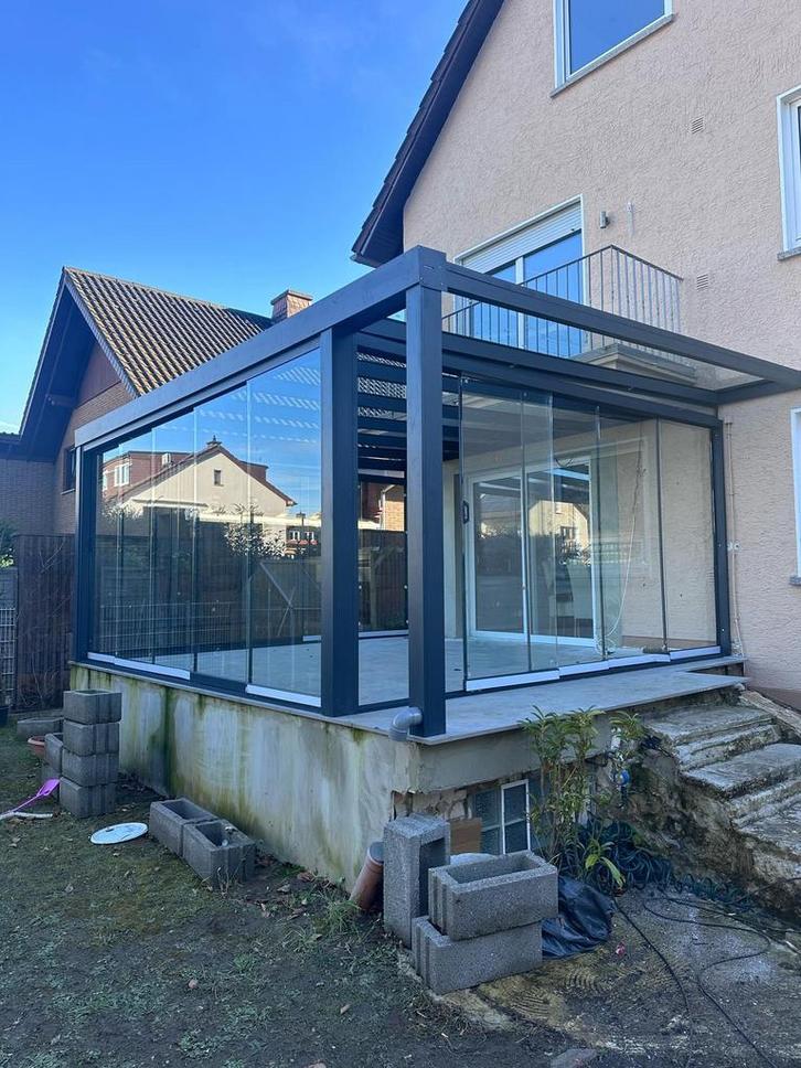 Veranda carpors glazenwand schuifpui, Tuin en Terras, Overkappingen, Zo goed als nieuw, Veranda, Ophalen of Verzenden