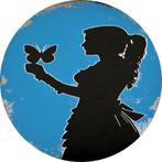 Banksy vrouw vlinder Muurcirkel 40x40 Forex + Ophangsysteem, Minder dan 50 cm, Nieuw, Print, 50 tot 75 cm