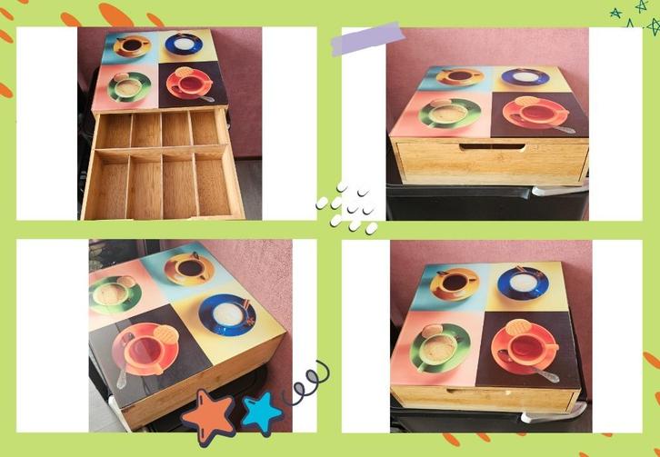 Grote houten koffiecuphouder🍀Met lade🍀In mooie staat🌿🌿, Huis en Inrichting, Keuken | Keukenbenodigdheden, Zo goed als nieuw