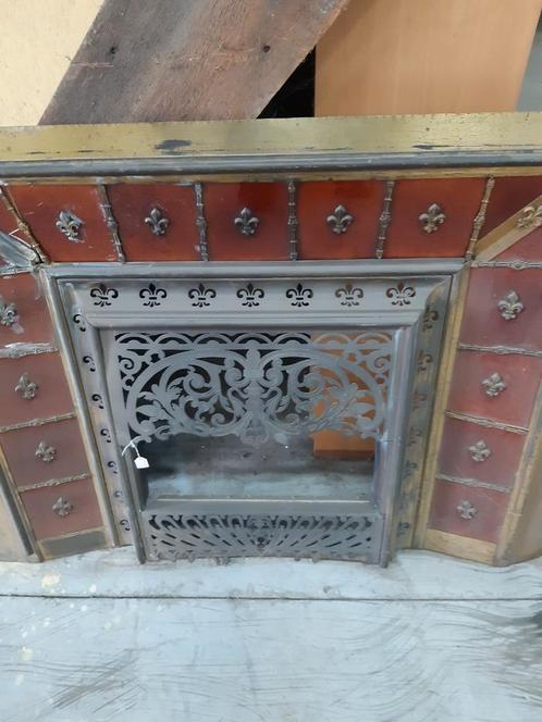 Art Nouveau  messing voorzetschouw met geglazuurde tegels, Antiek en Kunst, Antiek | Overige Antiek, Ophalen