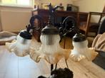 Paardenlamp met glazen kapjes, Antiek en Kunst, Ophalen