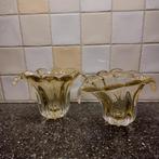 Vintage Teleflora Art amber glazen vazen, Overige kleuren, Ophalen of Verzenden, Minder dan 50 cm, Glas