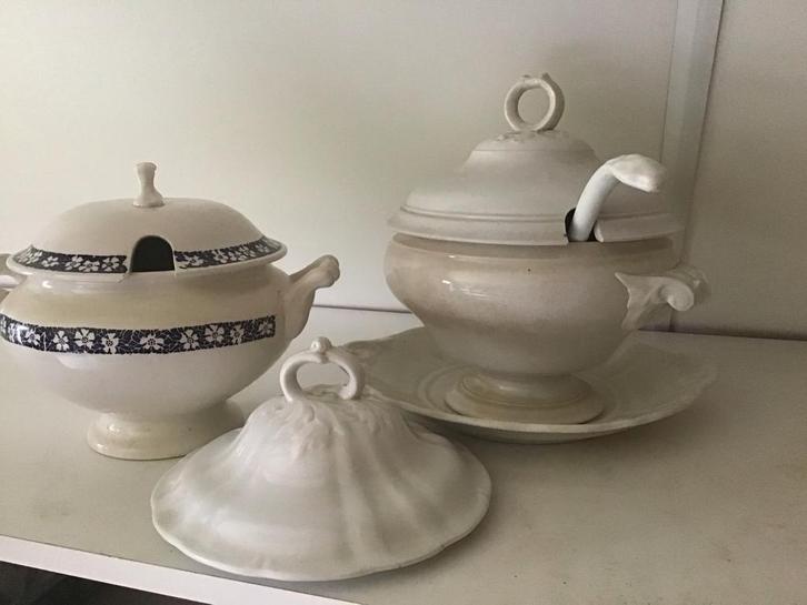 Antieke Terrines - Set van 2. Brocante, Antiek en Kunst, Antiek | Keramiek en Aardewerk, Ophalen of Verzenden