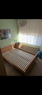 Tweepersoonsbed beuken gefineerd incl 2 nachtkastjes, Ophalen, Gebruikt, Tweepersoons, 140 cm