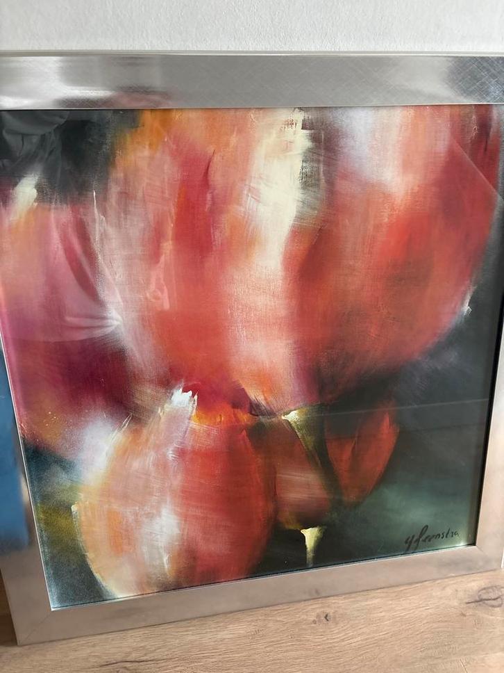 Abstract Bloemen Schilderij, Antiek en Kunst, Kunst | Schilderijen | Klassiek, Ophalen of Verzenden