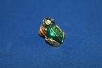 Kikker broche, smaragd groen, goudkleur metaal, 2,5 cm. Z1, Tweedehands verkoop, Gebruikt, Ophalen of Verzenden, Geen@idee.nl