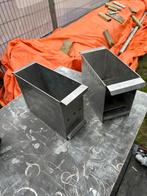 2 RVS Lijmbakken - 10  en 12 cm breed, Ophalen of Verzenden, Gebruikt