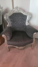 Barok stoel zilver met blauw, Huis en Inrichting, Fauteuils, Ophalen, Gebruikt, Minder dan 50 cm, Barok