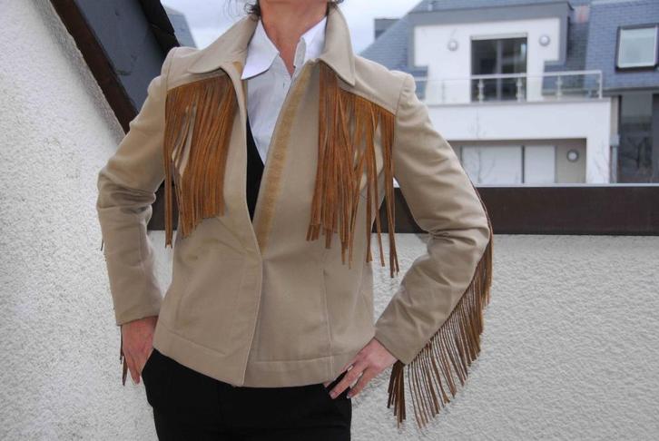Dolce & Gabbana Western stijl jasje met leren franjes, 38 NL, Kleding | Dames, Jasjes, Kostuums en Pakken, Zo goed als nieuw, Jasje