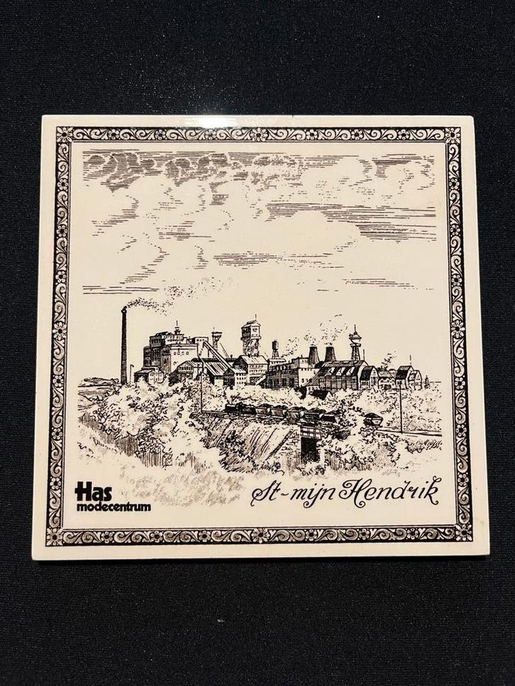 Vintage porseleinen wandtegel Staatsmijn Hendrik, Antiek en Kunst, Antiek | Wandborden en Tegels, Ophalen of Verzenden