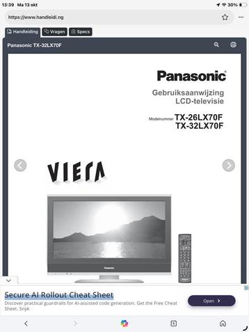 Panasonic 32" LCD TV - TX32LX70F beschikbaar voor biedingen