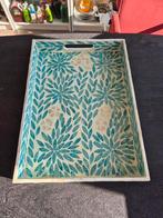 handgemaakte parelmoer dienblad blauw groot, Ophalen of Verzenden, Zo goed als nieuw, Hout