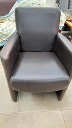 Donkerbruine Skai Stoel, Ophalen, Gebruikt, Modern, 50 tot 75 cm
