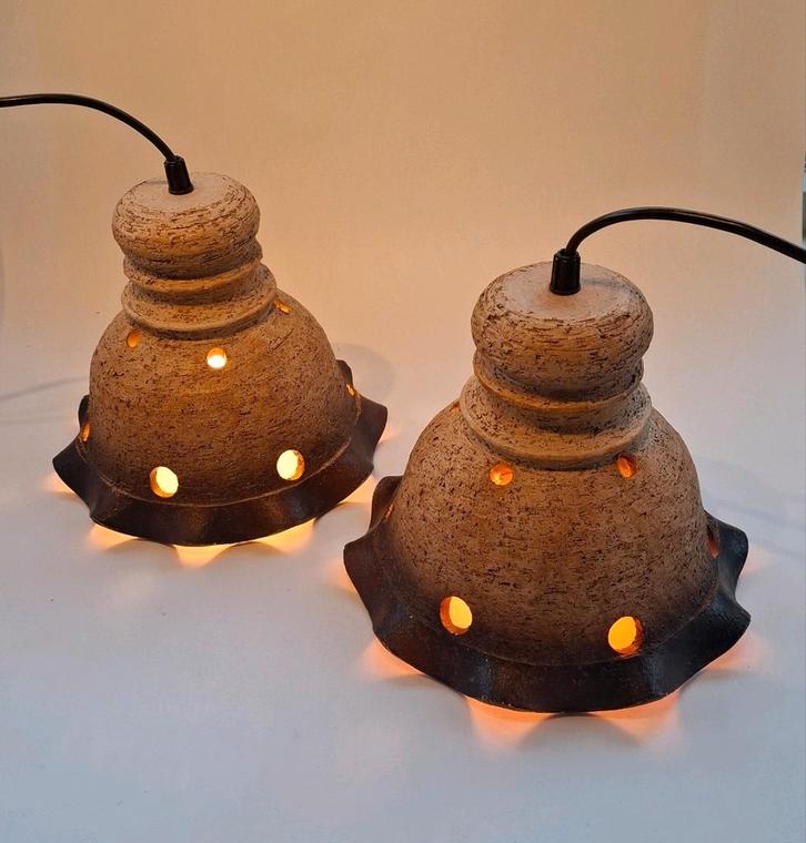 Set van Twee Keramieke Herda Hanglampen, Huis en Inrichting, Lampen | Hanglampen, Zo goed als nieuw, Minder dan 50 cm, Ophalen of Verzenden