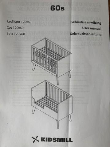 Kidsmill 60s ledikant 120x60 cm – wit met houten poten beschikbaar voor biedingen