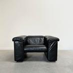 Rolf Benz zwart leren design fauteuil stoel leer vintage, Ophalen, Gebruikt, Vintage midcentury modern design leather, 100 tot 125 cm