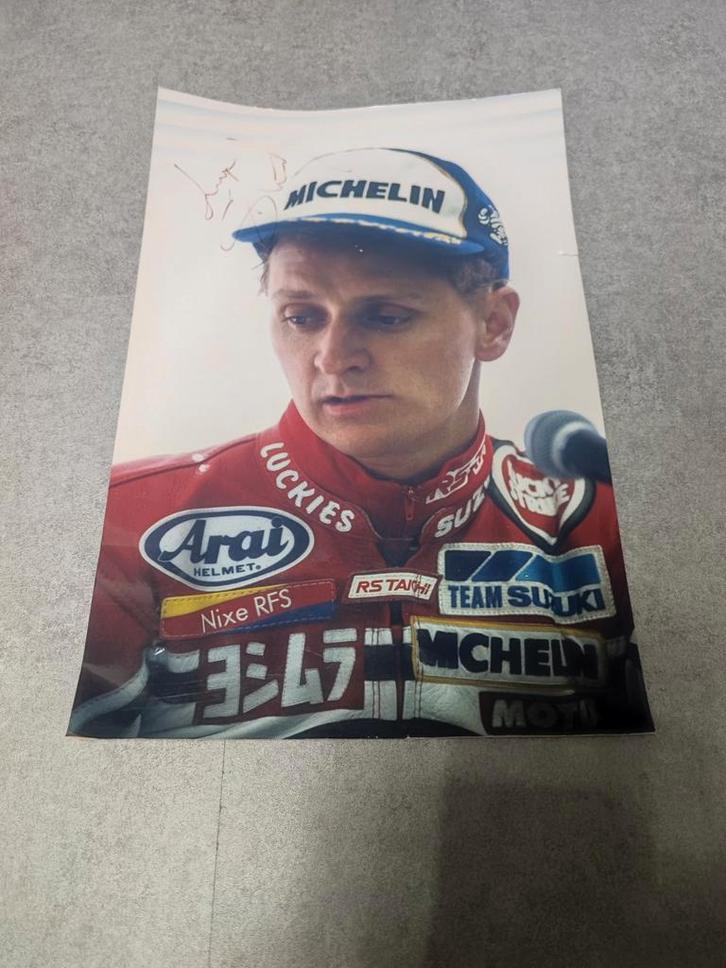 Foto van Kevin Schwantz (gesigneerd) Grand Prix 500cc, Verzamelen, Automerken, Motoren en Formule 1, Gebruikt, Formule 1, Ophalen of Verzenden