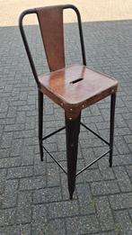 12 tolix model industriële horeca barkrukken vintage + leer, 5 krukken of meer, Ophalen of Verzenden, Zo goed als nieuw, Leer