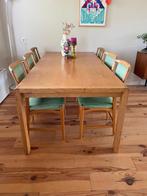 Scandinavische design eettafel met bijpassende stoelen, Huis en Inrichting, Stoelen, Ophalen, Gebruikt, Mid century, Bruin