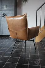 Luxe eetkamerstoel SANNE Jess Design leer vintage industrial, Huis en Inrichting, Stoelen, Ophalen, Gebruikt, Bruin, Metaal