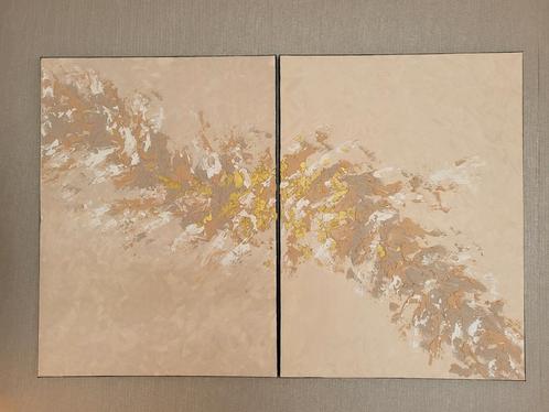 Structuurpasta/ Modelleerpasta - 2 Luik - 118 x 78 cm, Antiek en Kunst, Kunst | Schilderijen | Abstract, Ophalen