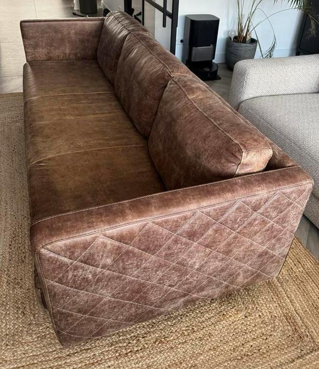 Aragon design bank van Het Anker, Africa leder, 4-zits, Huis en Inrichting, Banken | Bankstellen, Gebruikt, Rechte bank, Vierpersoons of meer