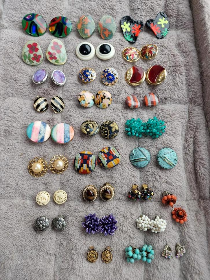 Retro Clip Oorbellen Collectie, Sieraden, Tassen en Uiterlijk, Oorbellen, Gebruikt, Knopjes of Stekers, Overige materialen, Overige kleuren