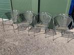Metalen tuinstoelen oude look 4 stuks., Ophalen, Gebruikt, Metaal, Stapelbaar