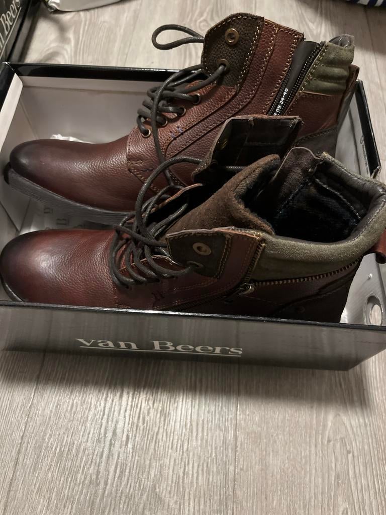 Nieuwe Van Beers leren schoenen - Maat 46, Bruin, Boots, Nieuw, Ophalen of Verzenden