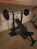 Halterbank met gewichten, Ophalen, Gebruikt, Rug, Fitnessbank