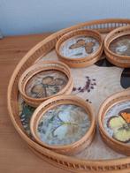 Vintage dienblad met vlinders, Ophalen of Verzenden, Glas of Kopje