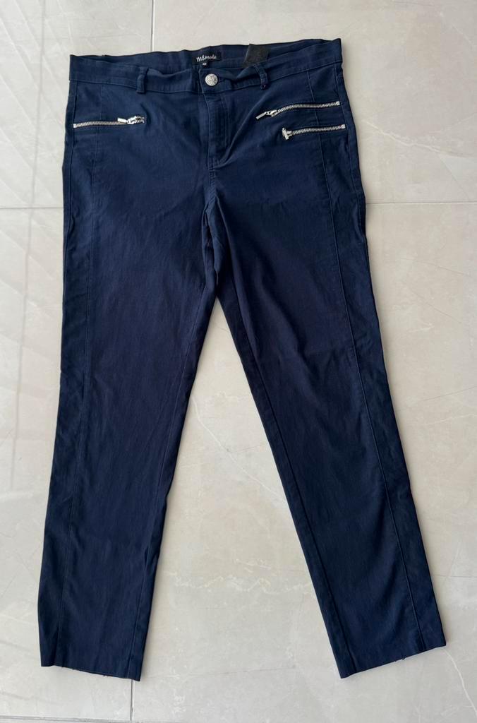 Ingekorte stretch broek met sier ritsen 42 m&s mode, Kleding | Dames, Broeken en Pantalons, Gedragen, Maat 42/44 (L), Blauw, Lang