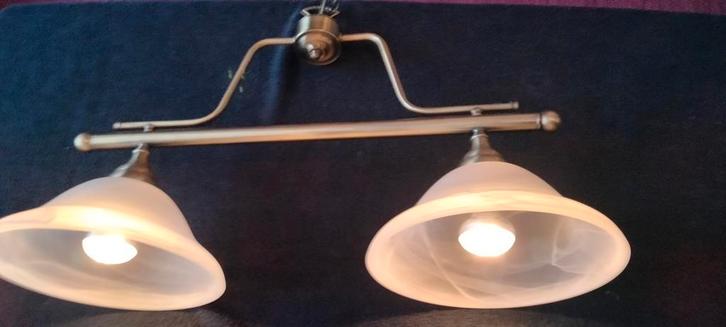 Hanglamp 2 koppen 2 lichten tafel licht messing look, Huis en Inrichting, Lampen | Hanglampen, Minder dan 50 cm, Ophalen of Verzenden