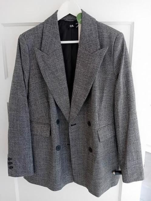 Vlot damescolbert, revers sluiting, zwart/beige print, Kleding | Dames, Jasjes, Kostuums en Pakken, Zo goed als nieuw, Jasje, Ophalen of Verzenden