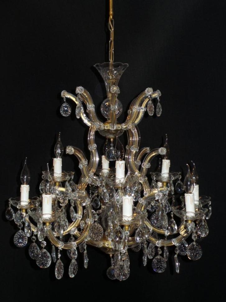 Dubbel laags maria theresia kroonluchter heeft 12 lichtpunte, Huis en Inrichting, Lampen | Kroonluchters, Gebruikt, Ophalen