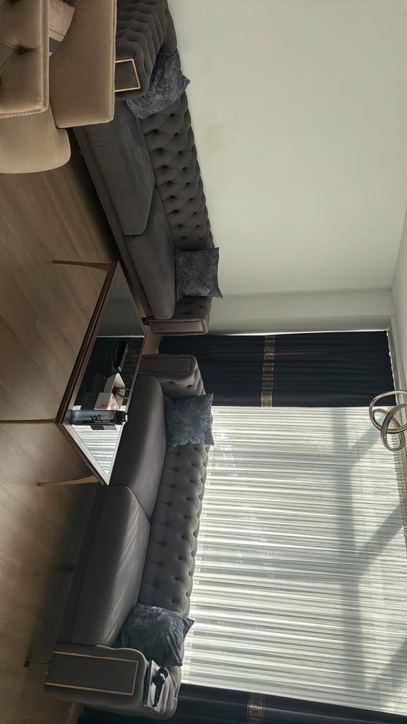 Bellona MONTELLA complete woonkamerset - Beige/ grijs, Huis en Inrichting, Stoelen, Gebruikt, Vijf, Zes of meer stoelen, Stof