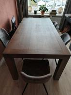 Mooie VanDijk tafel (100x200x77) met 6 bijbehorende stoelen, Huis en Inrichting, Eikenhout, 200 cm of meer, Zo goed als nieuw