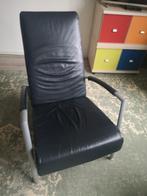 Zware leren stoel, donker blauw, Huis en Inrichting, Fauteuils, Ophalen, Gebruikt, 75 tot 100 cm, 50 tot 75 cm