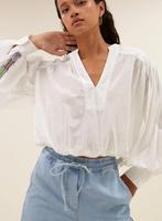 By-Bar wijde zomerse blouse Linn mt S (M), Kleding | Dames, Blouses en Tunieken, Ophalen, Wit, Nieuw, By-Bar
