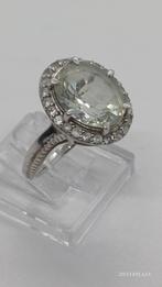 Zilveren ring 925 met groene amethist, Ophalen of Verzenden, Zo goed als nieuw, 17 tot 18, Met edelsteen