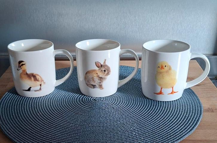 3 Animal Friends Mokken - Nette Staat, Huis en Inrichting, Keuken | Servies, Zo goed als nieuw, Kop(pen) en/of Schotel(s), Overige stijlen