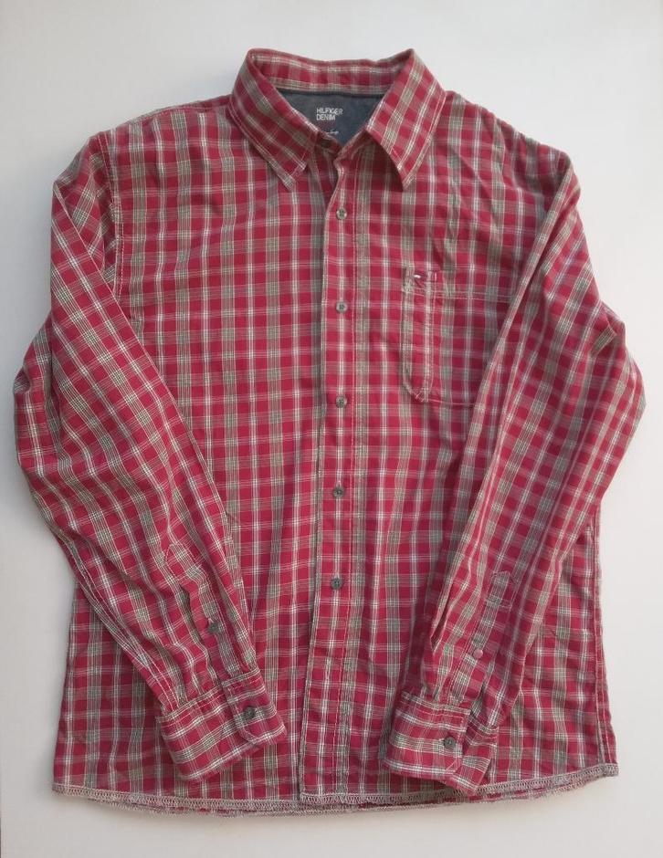 Hilfiger Denim rood geruit overhemd, maat XL, nieuw, Kleding | Heren, Overhemden, Nieuw, Halswijdte 43/44 (XL), Rood, Verzenden