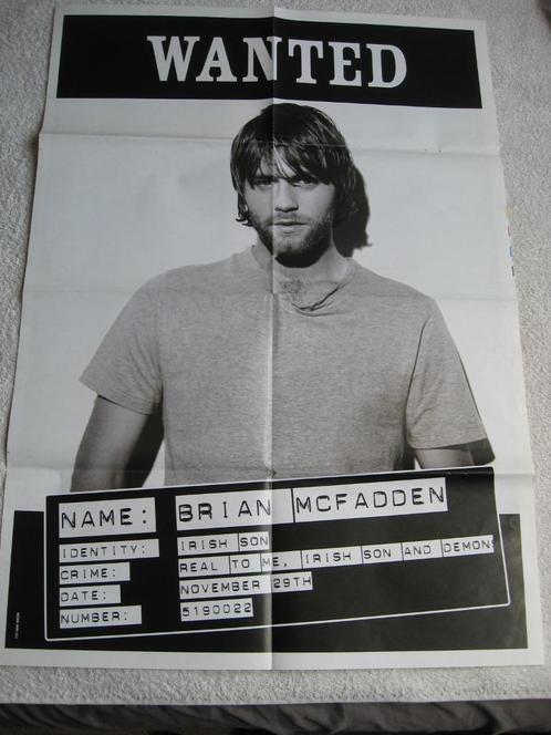 Poster Brian McFadden - uit een Hitkrant jaren 2003-2009, Verzamelen, Muziek, Artiesten en Beroemdheden, Poster, Artwork of Schilderij