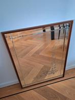 Vintage houten spiegel met versiering, Ophalen, Gebruikt, Minder dan 100 cm, Rechthoekig